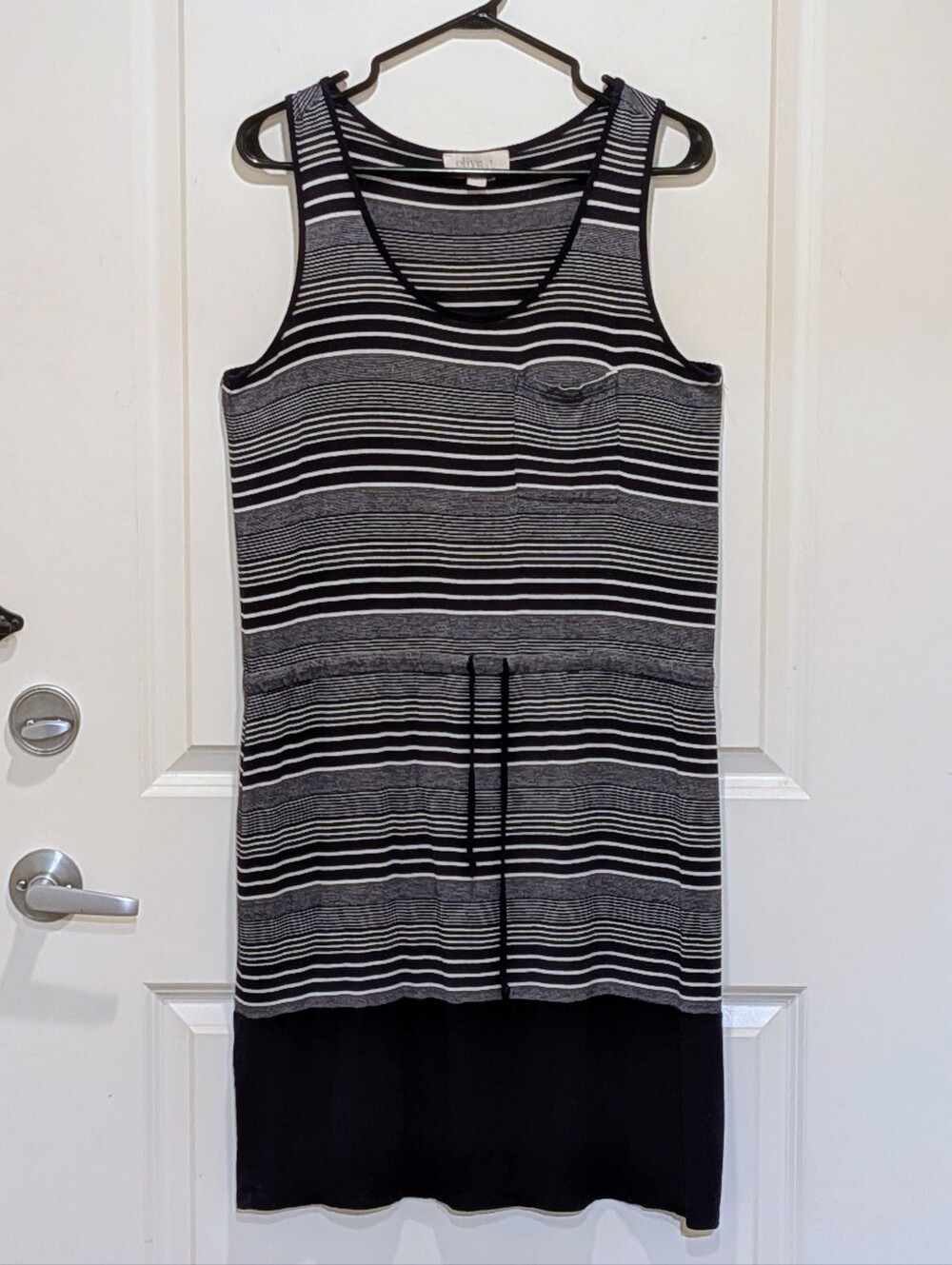 GUC Olive & Oak S Navy and White Striped Soft Rayon Blend Drawstring Waist Dress